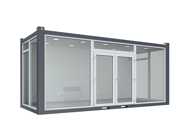 20′ Glass Container, three glass walls